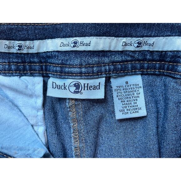 VTG Y2K Duck Head Jeans Women 8 Slash Pocket Wide Leg Denim Trousers Stretch - Picture 3 of 5